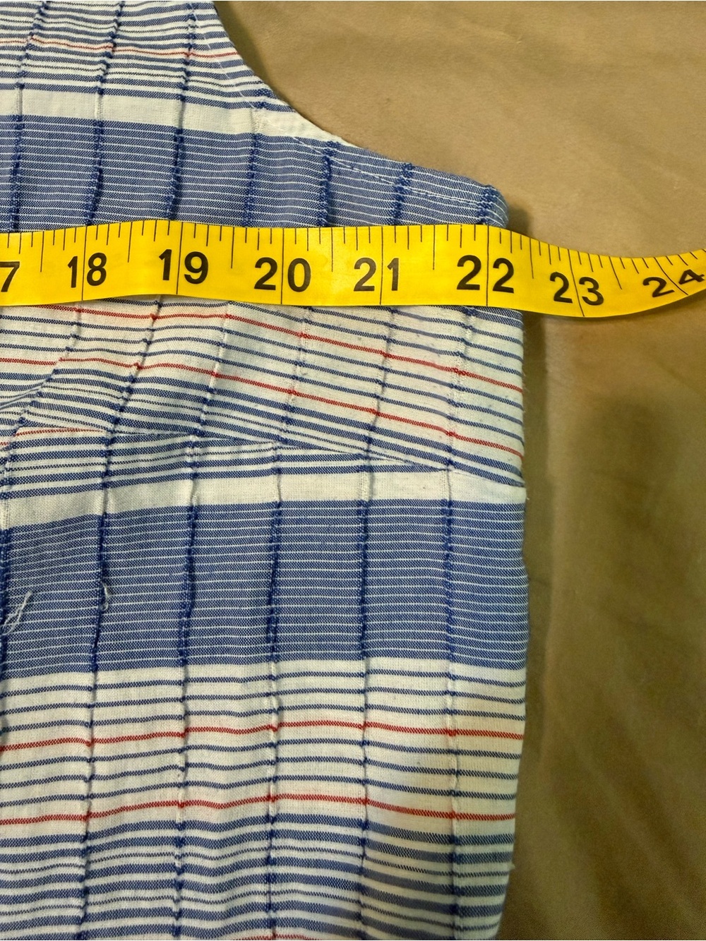 Talbots Blue and White Striped Sleeveless V-Neck Top Large 0036 - Picture 4 of 5